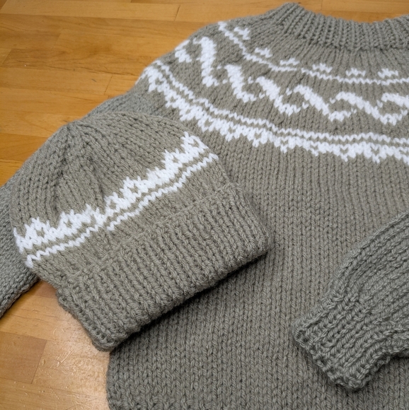 Kids Fair Isle Crewneck Pullover With Matching Toque - Acrylic - New - Picture 5 of 7